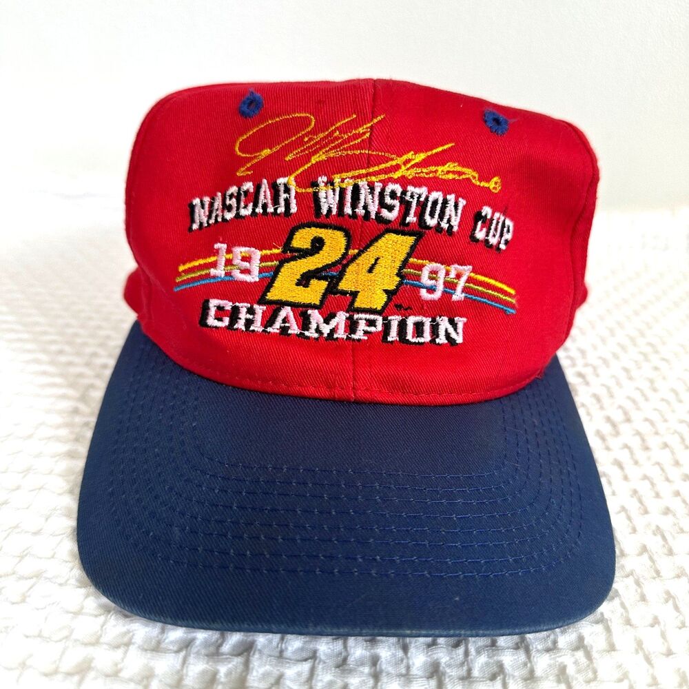 Vintage Jeff Gordon 1997 Nascar Winston cup champion snap back Red Unisex hat